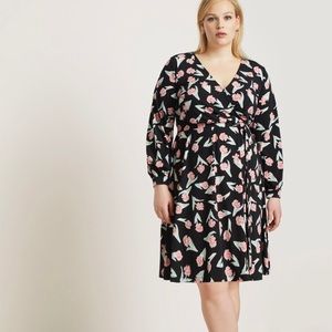Printed Long Sleeve Wrap Dress Eloquii